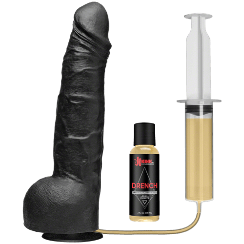 Drencher Black Silicone Squirting Cock
