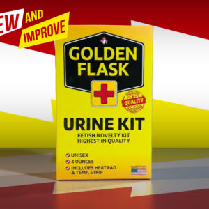 Golden Flask novelty urine kit packaging