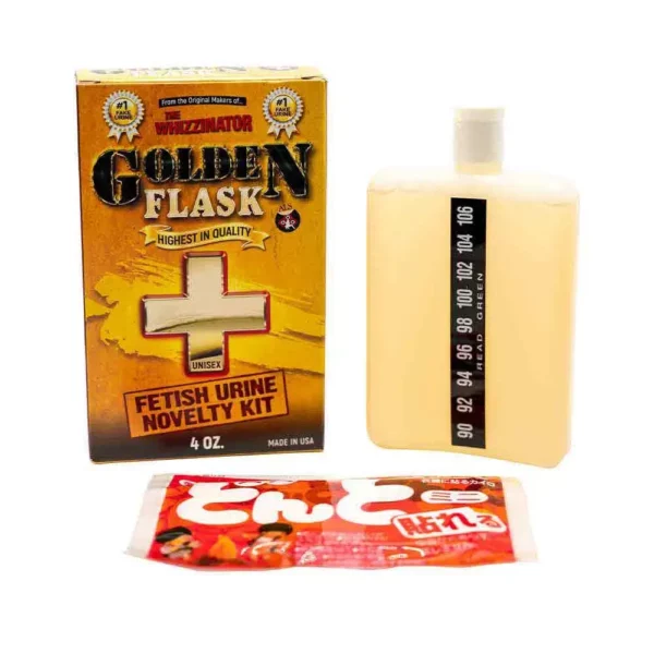Golden Flash Fetish Urine Novelty Kit With 4 Oz Of Synthetic Urine, One Heat Pad And Temperature Strip